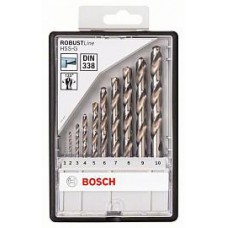 Набор сверл Robust Line по металлу 10 шт. (1-10 мм; HSS-G) Bosch 2607010535