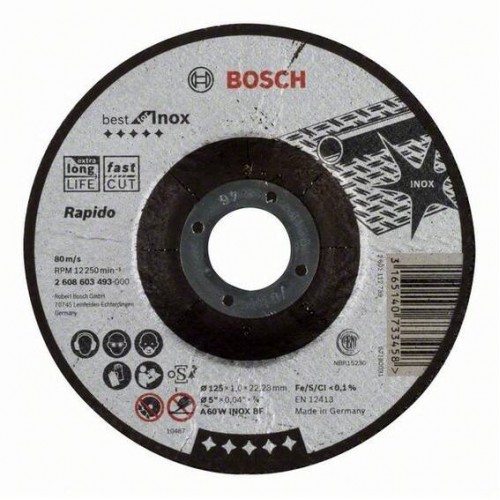 Отрезной круг (125 x 1,0; вогнутый) по нержавейке Best Bosch 2608603493