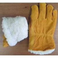 Перчатки зимние спилковые «Драйвер» белый мех